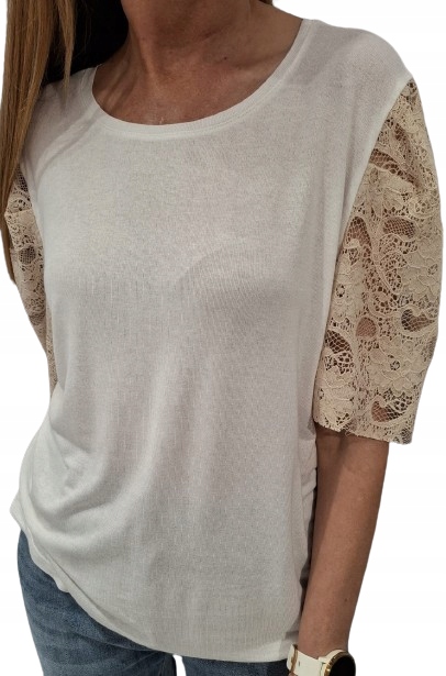 Cocomore tričko Krajkové rukávy Bílá Béžová 40/L Novinka