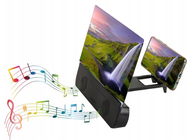 SZKŁO POWIĘKSZAJĄCE EKRAN LUPA DO OGLĄDANIA TELEFONU Z GŁOŚNIKIEM BT