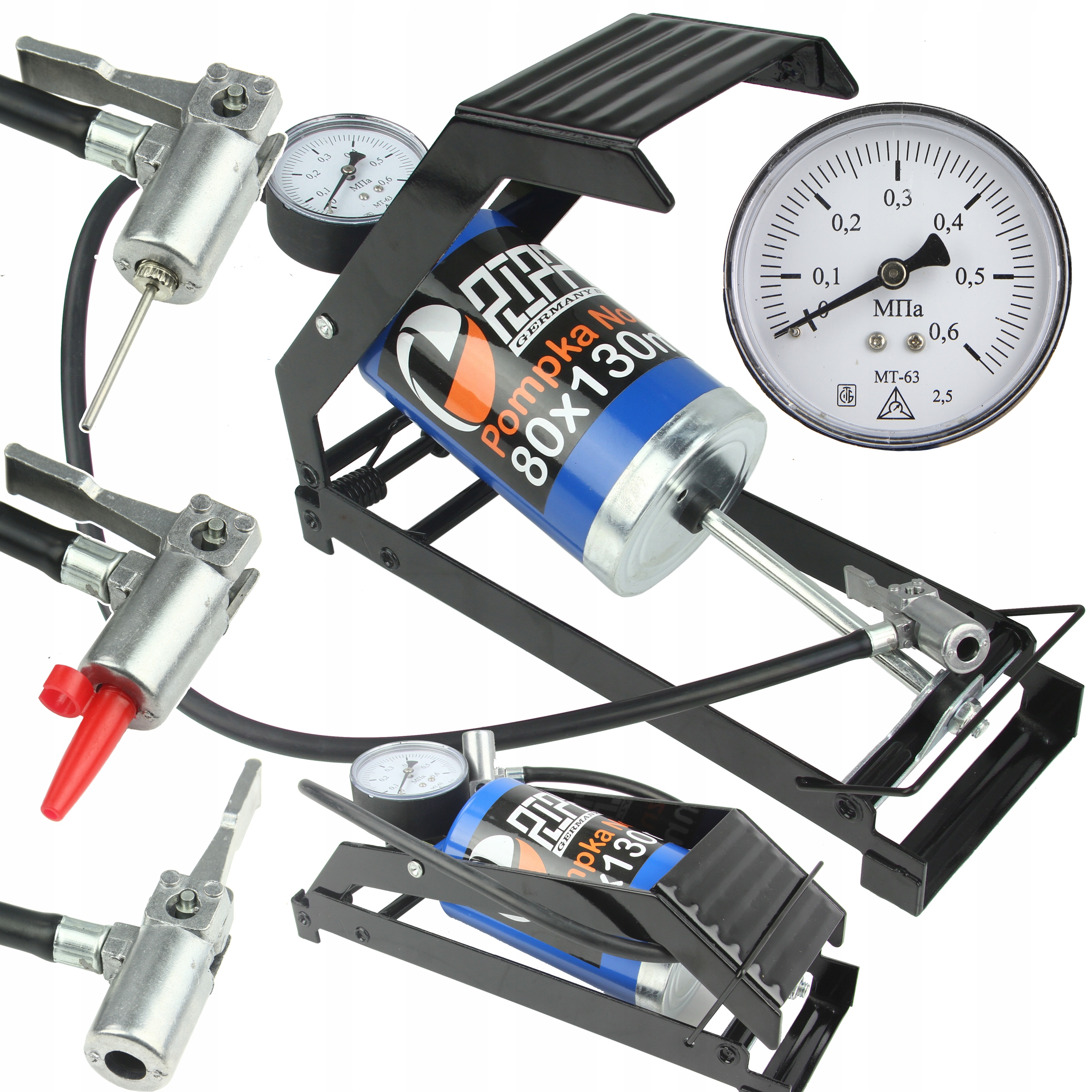 

Pompka Nożna Rowerowa Samochodowa koncówk manometr