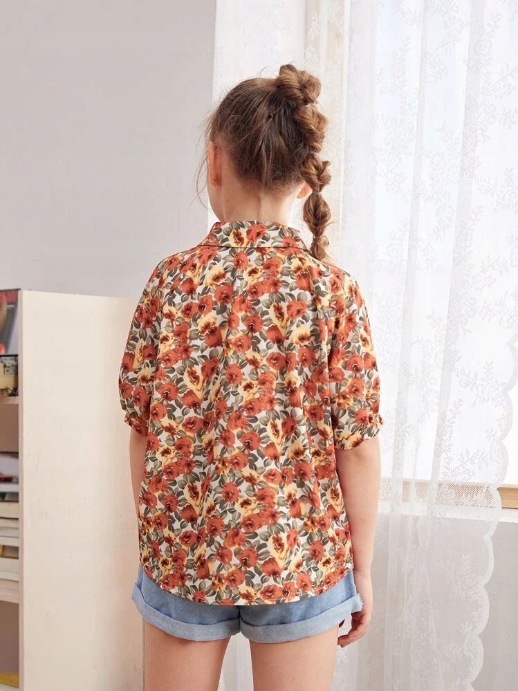 SHEIN KREMOWA KOSZULA FLORAL PRINT (9-10L) Marka Shein