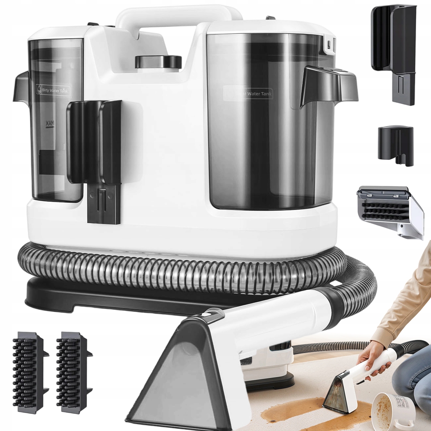 Przenośny Odkurzacz Piorący Na Mokro Sucho Do Dywanów Mocny 450W Wąż