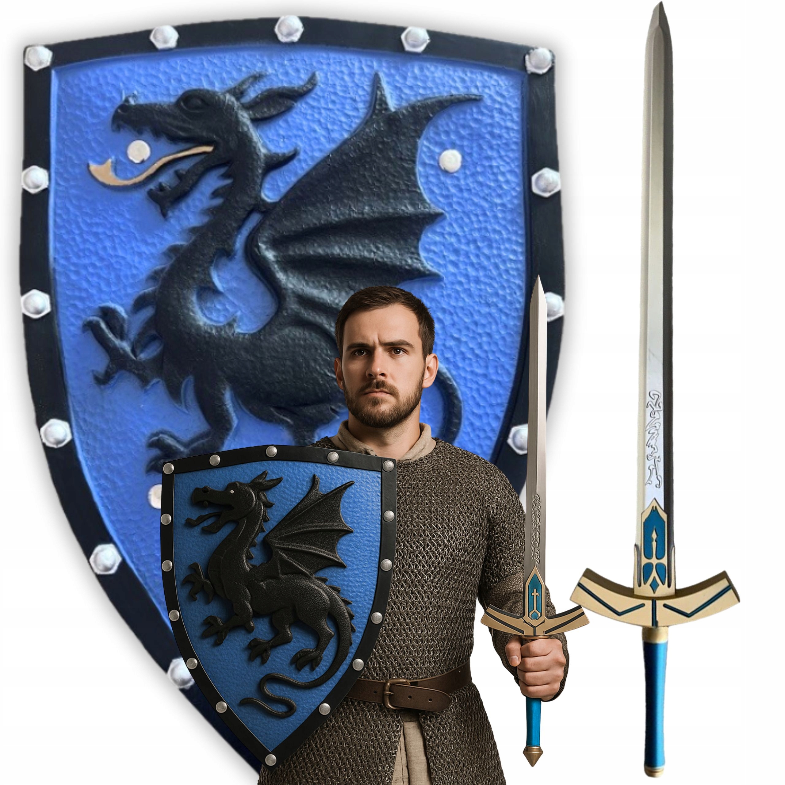 Meč Štít Rytířské Brnění Pro Krále Templářského Jezdce Cosplay