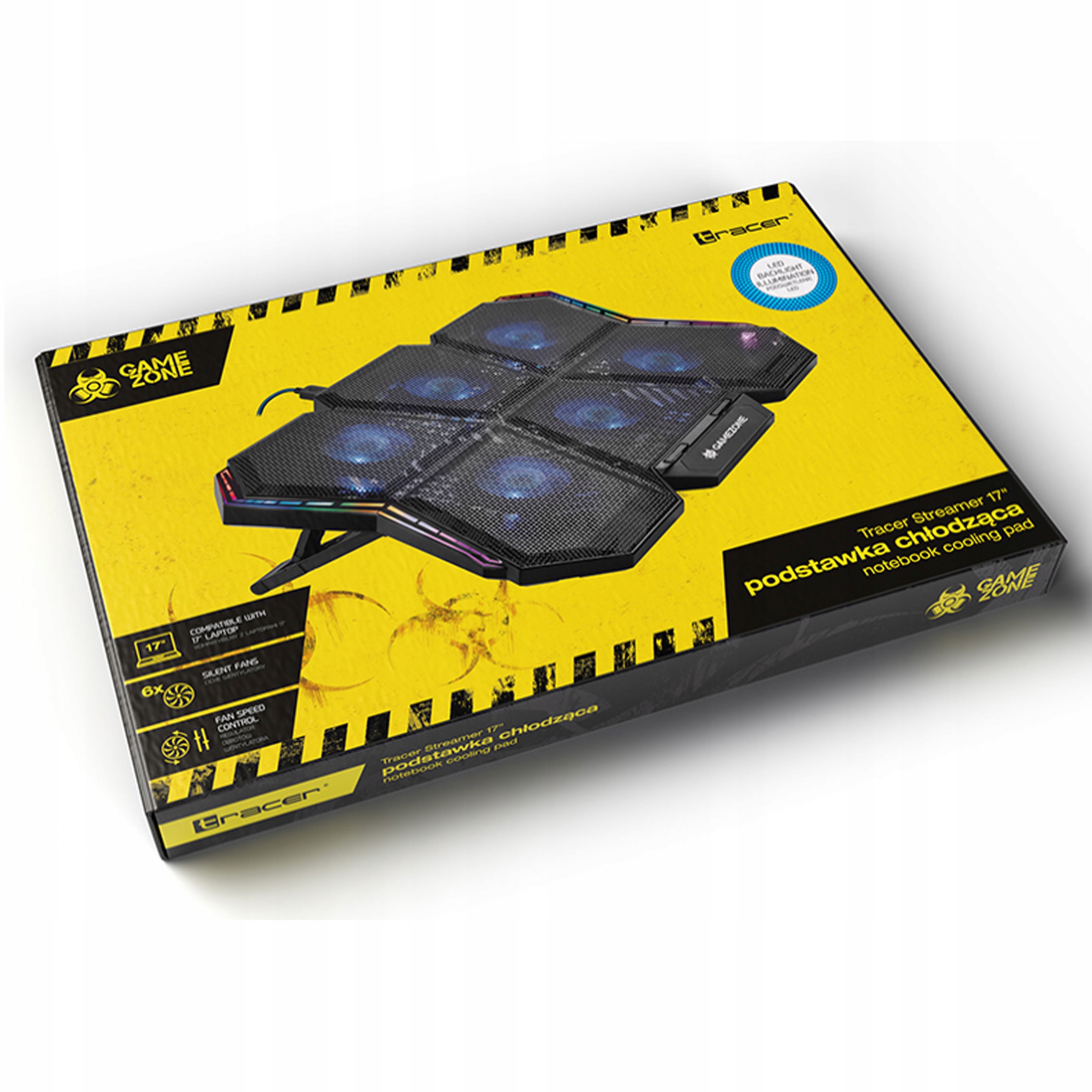 PODSTAWKA PODKŁADKA CHŁODZĄCA POD LAPTOPA LED RGB Maksymalna przekątna ekranu 17