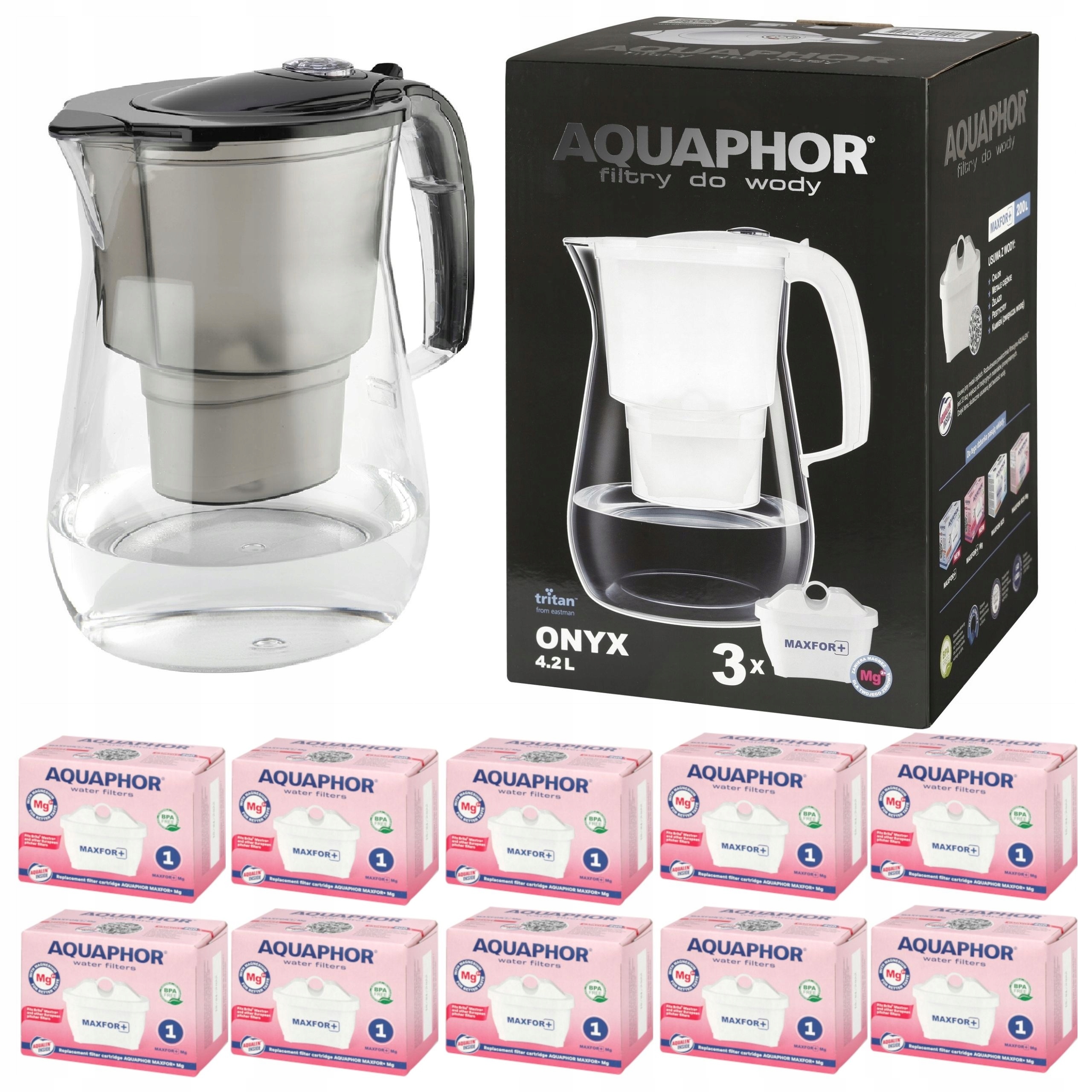 Filtrační konvice Aquaphor Onyx černá 10 magneziových filtrů