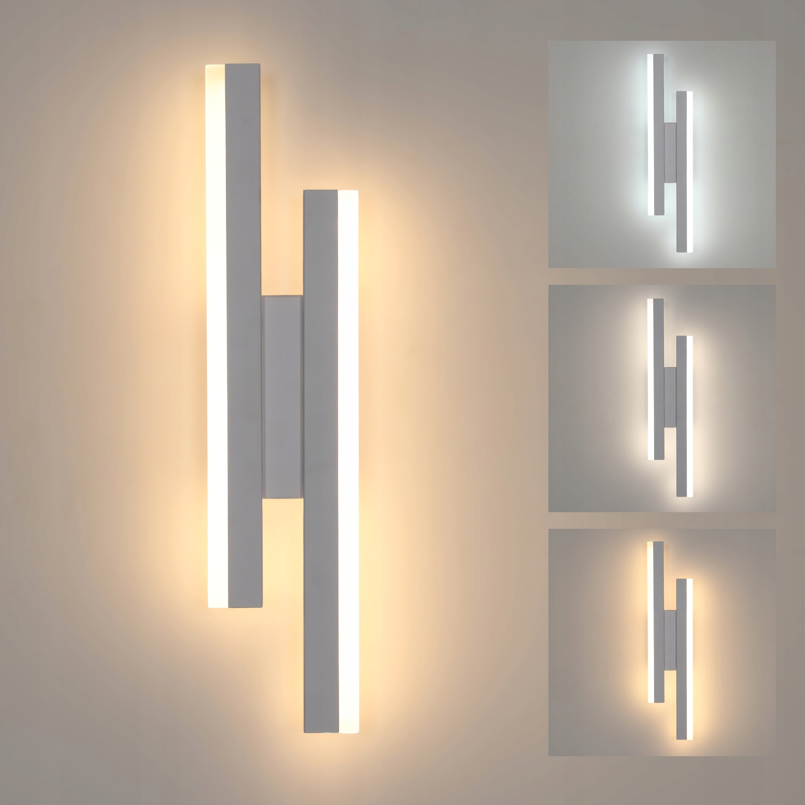 Ściemnialna Lampa Liniowa Scienna Led Kinkiet Biały Nowoczesna Do Salonu