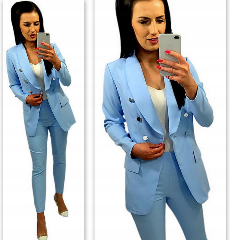 Damski Garnitur Garnitury Damskie Elegancki Marynarka Spodnie Różowy 4XL Marka Livien