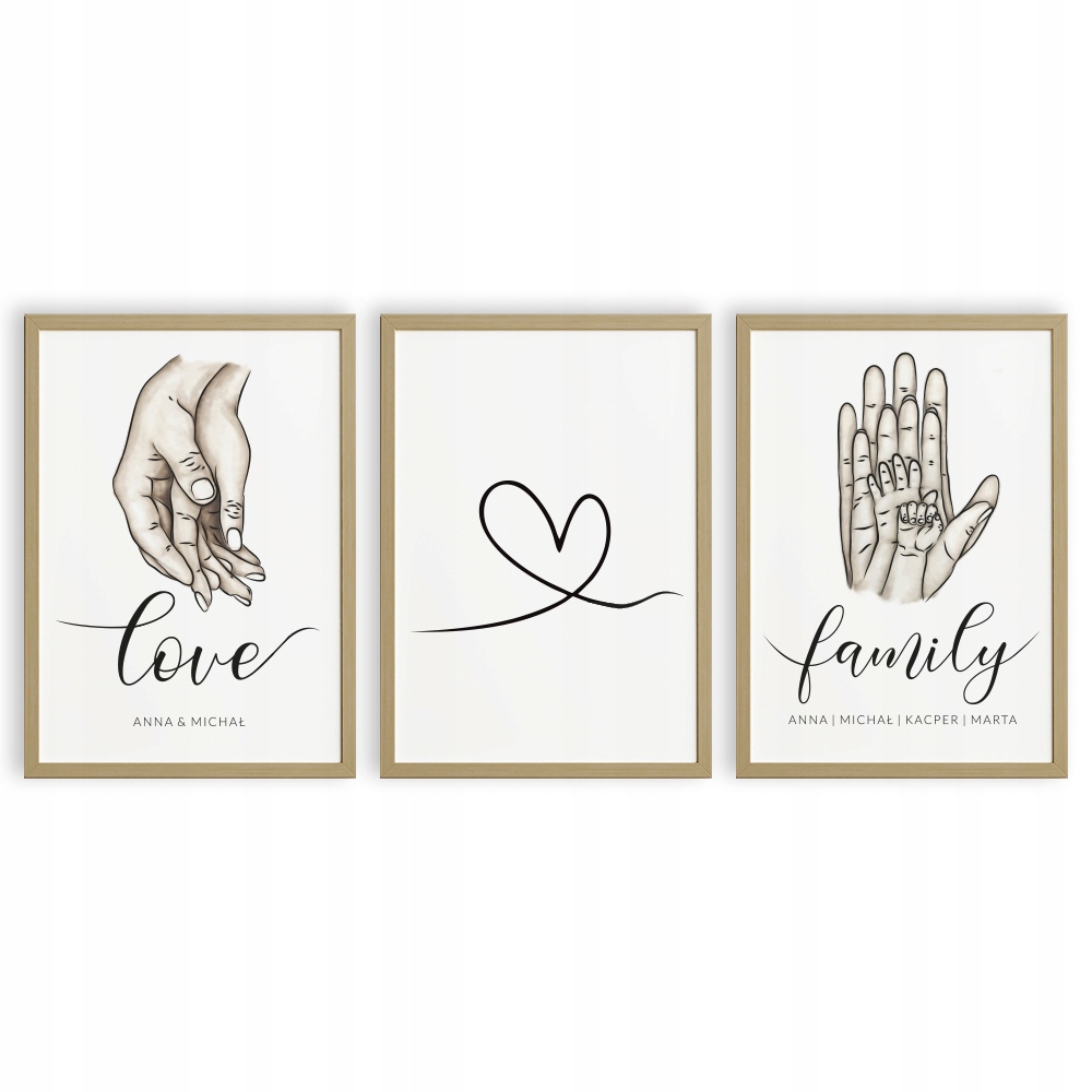 ZESTAW PLAKATÓW A3 RODZINA IMIONA DO SALONU LOVE