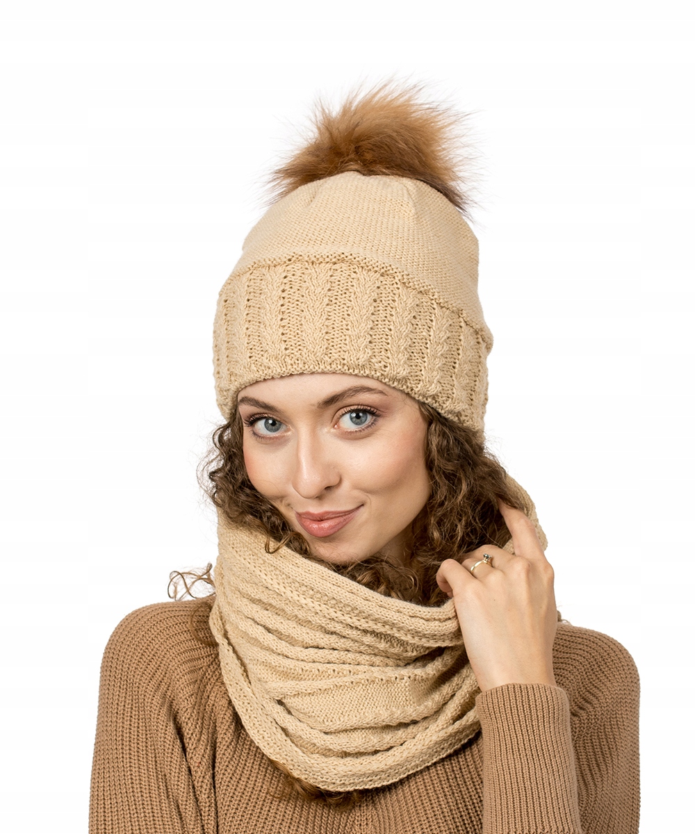 Шапка дымоход женский комплект зимний Верблюжий теплый комплект содержимое шапка дымоход (гольф) шарф