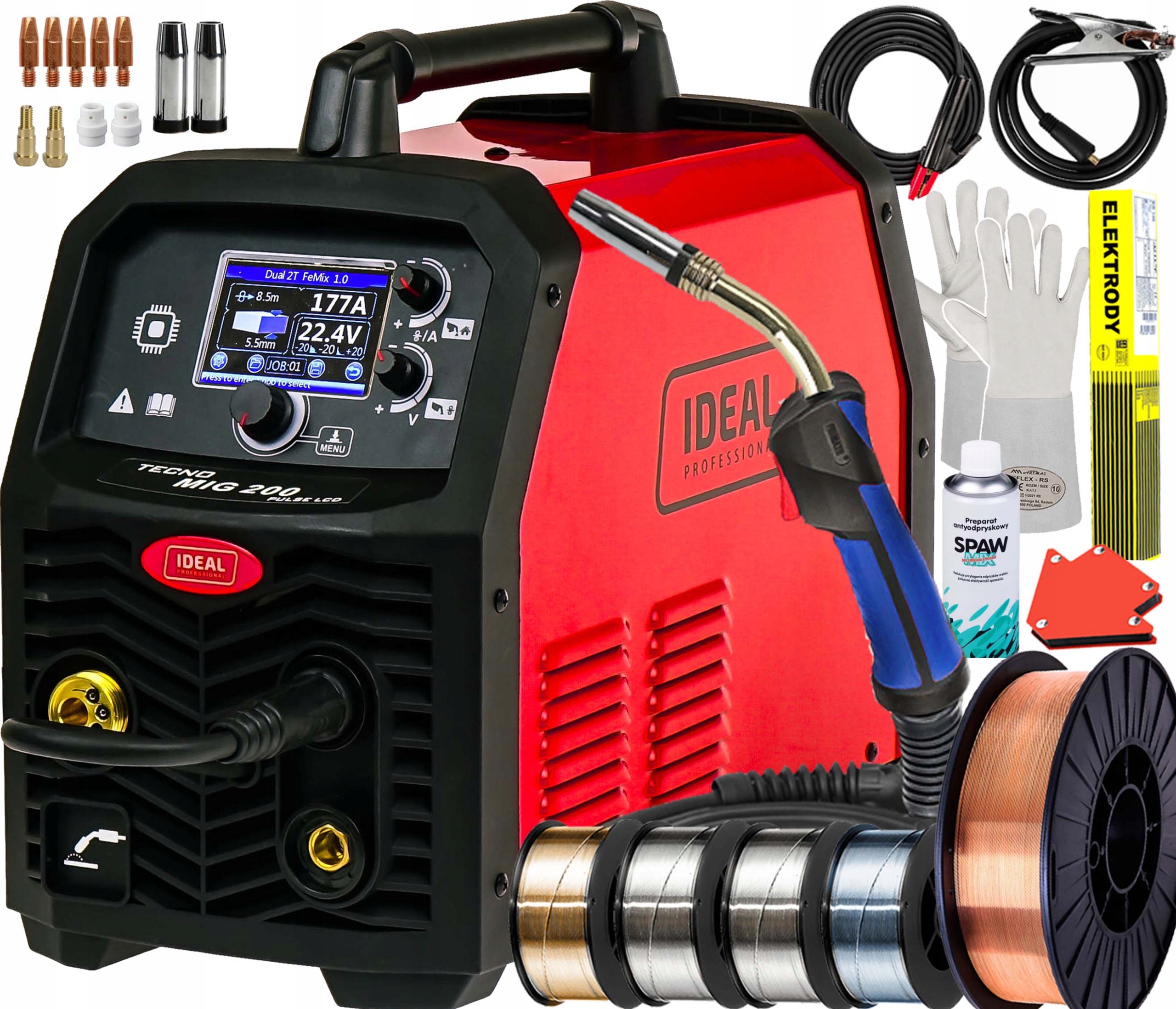 Svařovací Stroj Ideal Tecno Mig 200 Pulse Synergie LCD