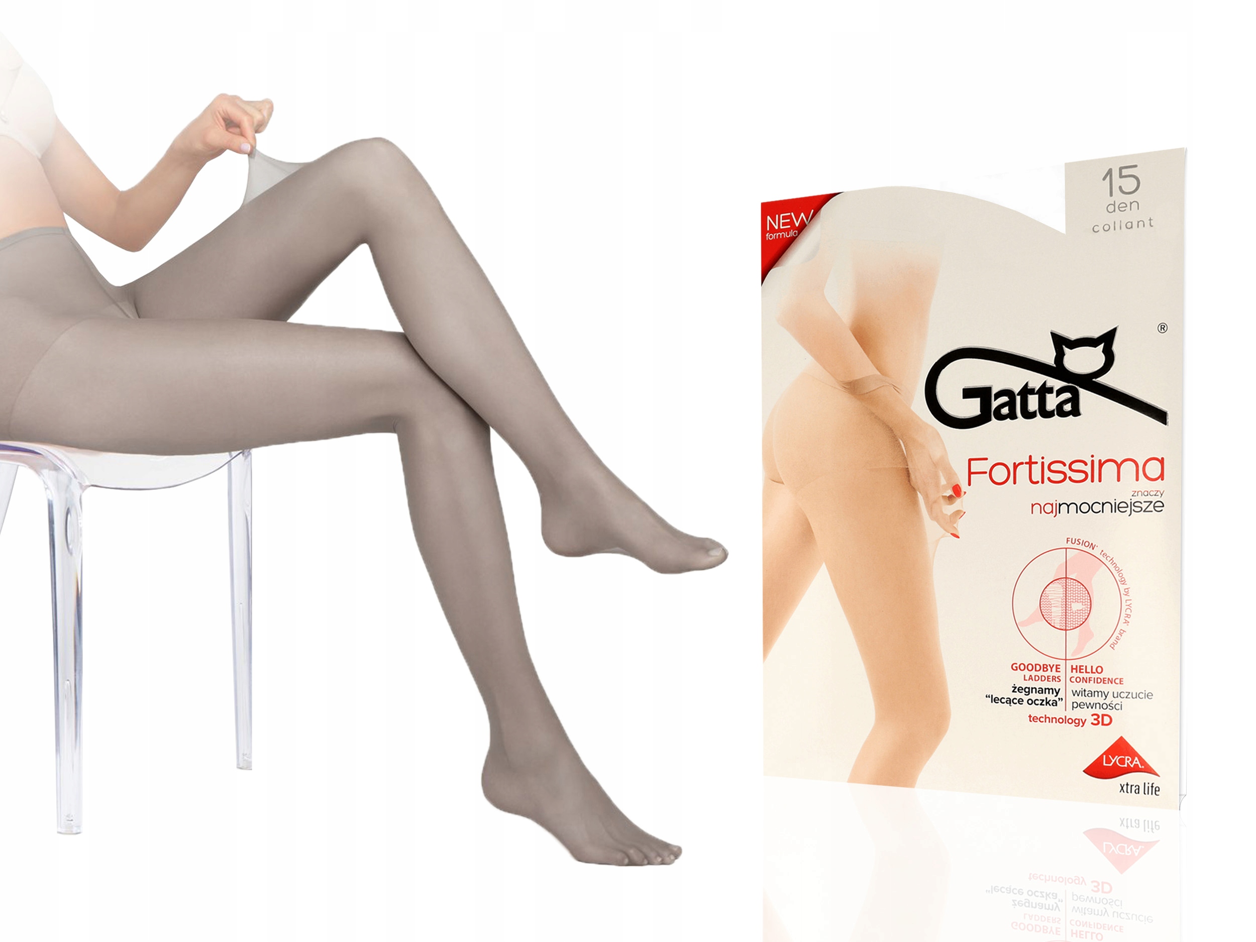 

Gatta Fortissima rajstopy, 15 den lycra grafit 3-M