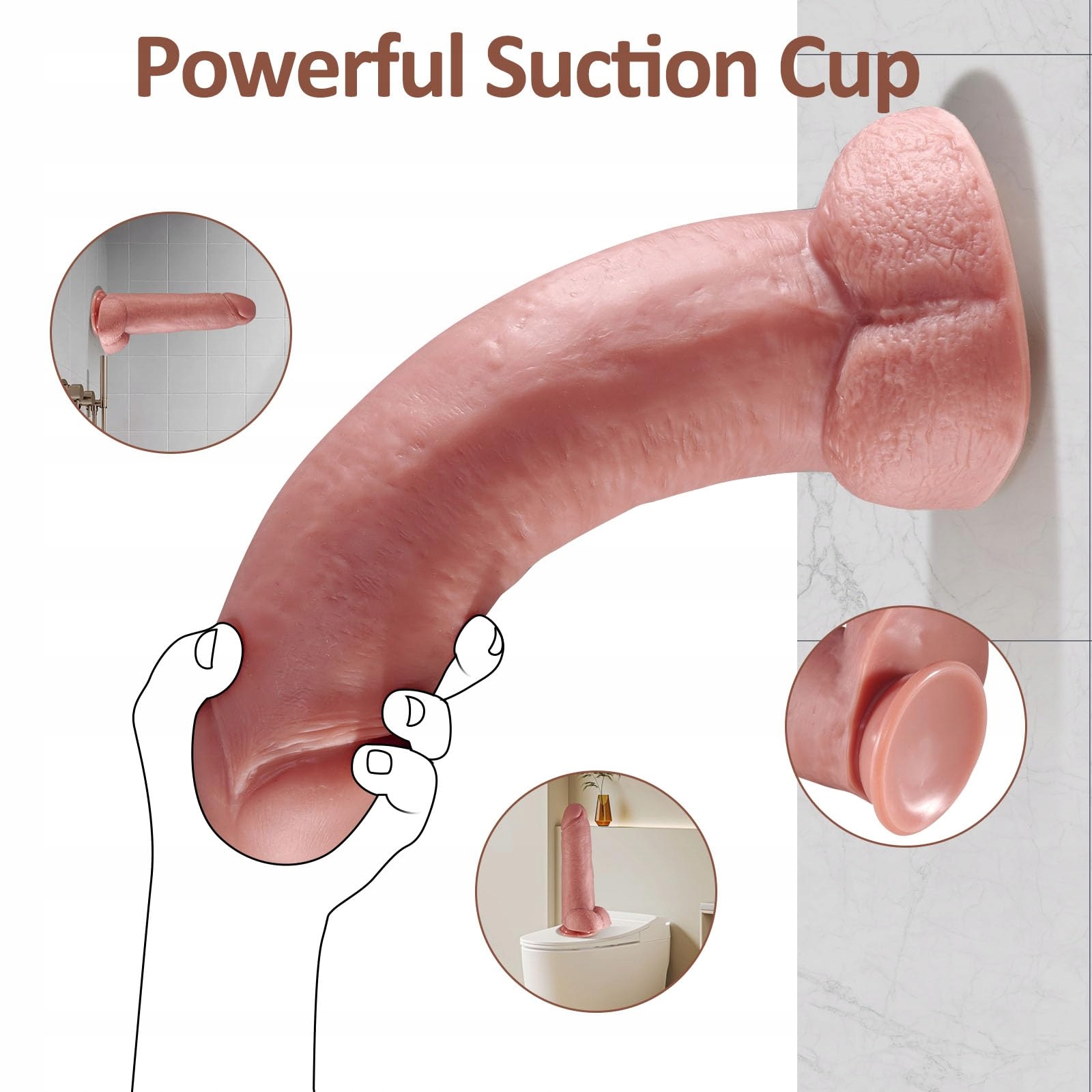 SHKANLA Duży Realistyczny Dildo Silikonowy 31,5 cm z Przyssawką — miniatura 7