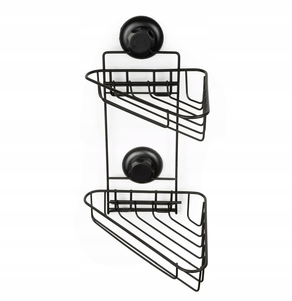 Dvojitá rohová polička do koupelny Compactor Bestlock Black bez vrtání, n