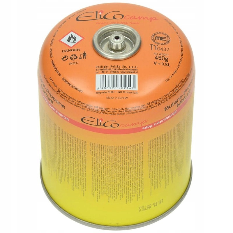 KARTUSZ GAZOWY 780ML GWINT 7/16 PROPAN-BUTAN ELICO