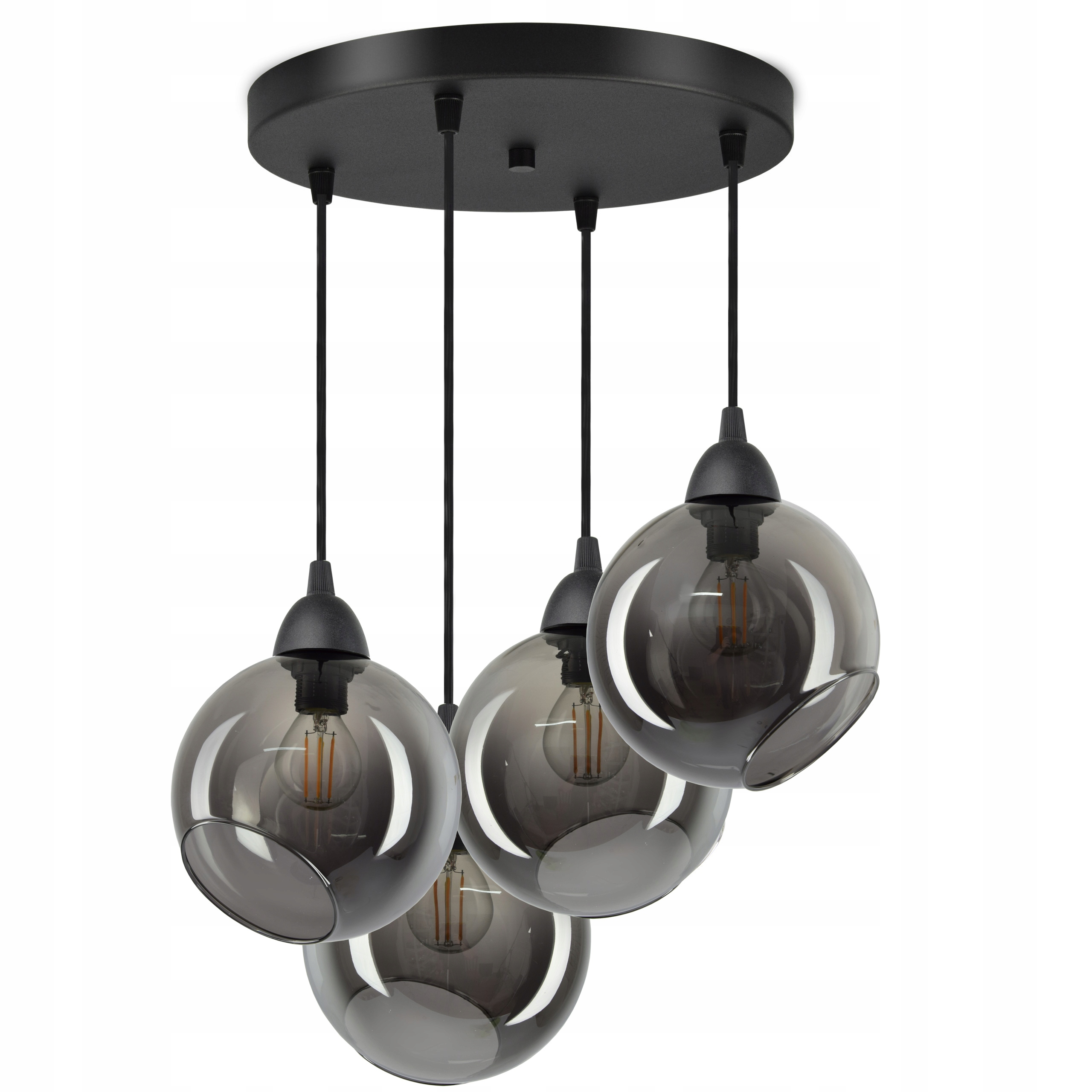 

Lampa Wisząca Sufitowa 4 Szklane Kule Grafit Led