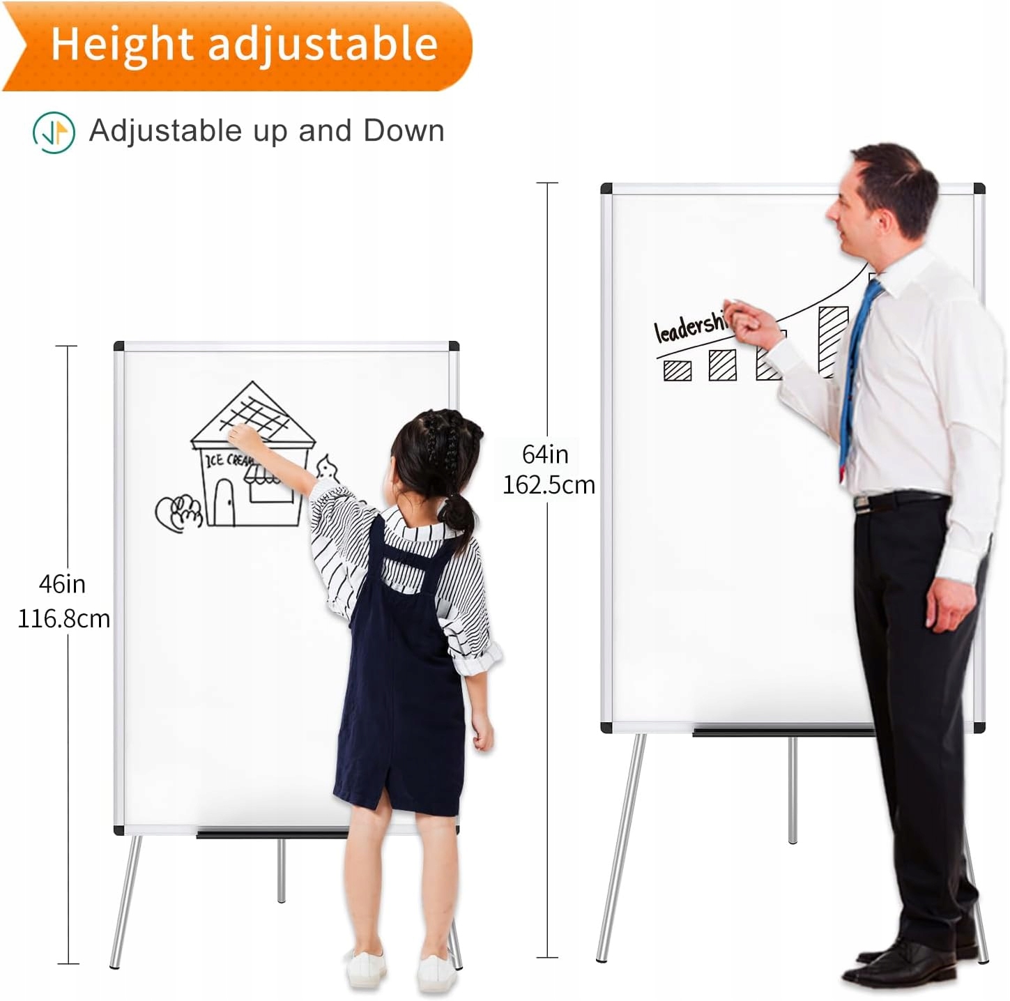 VIZ-PRO Magnetyczna Tablica Flipchart 90x60cm, Regulowana Wysokość Kod producenta 711091387030