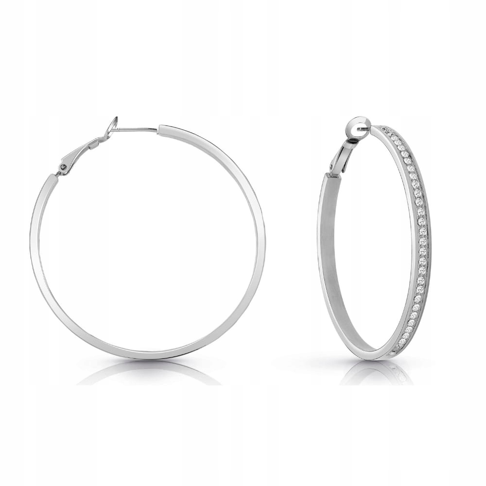 Náušnice Guess Velká kolečka Zirkony Ocel barva stříbrná