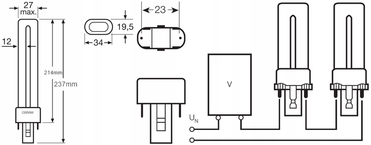 Świetlówka G23 DULUX S 11W 900lm 4000K OSRAM Kod producenta 4050300010618
