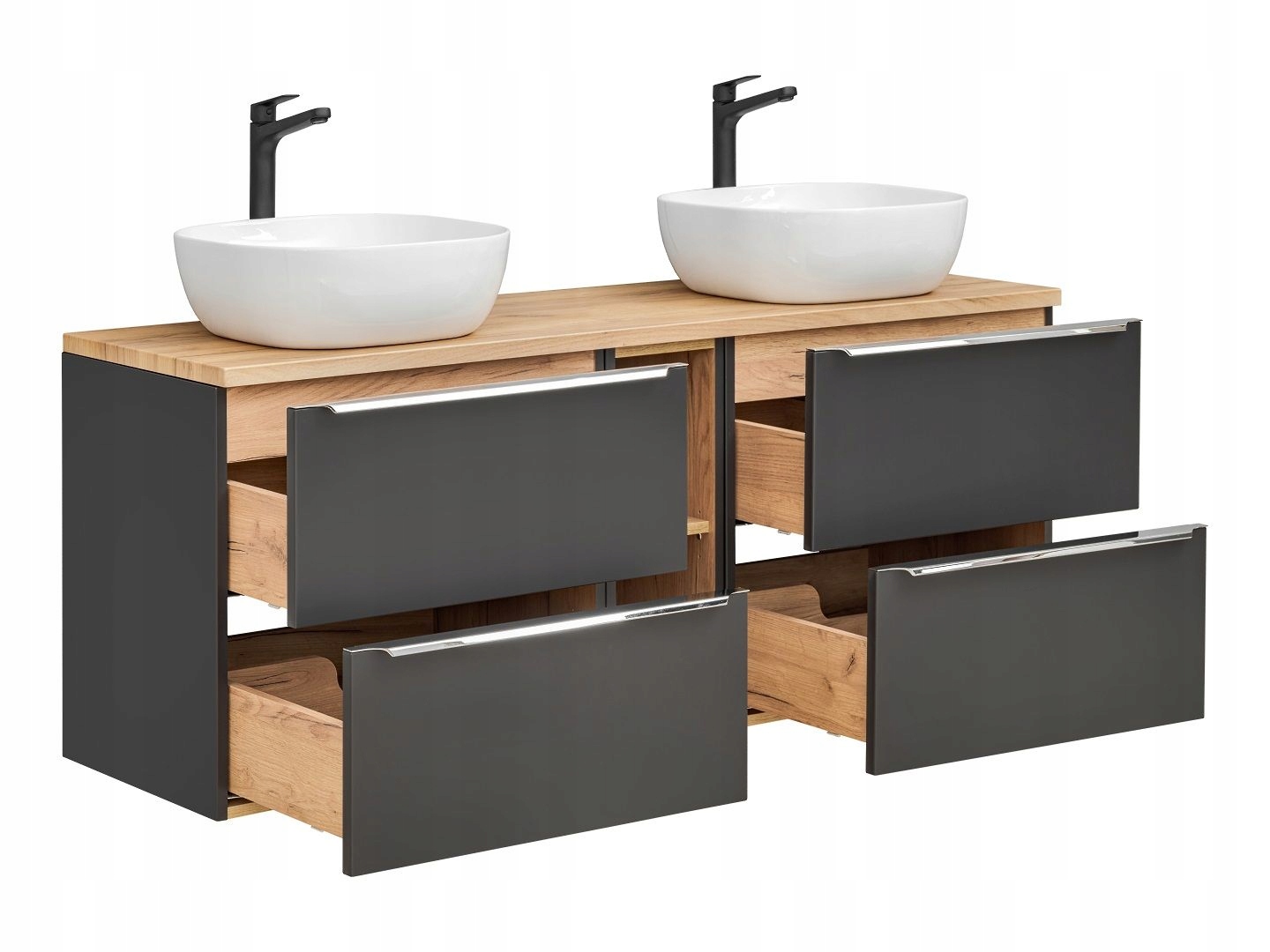 SZAFKA Z UMYWALKĄ I BLATEM 140 CM CAPRI COSMOS Kolor mebla czarny