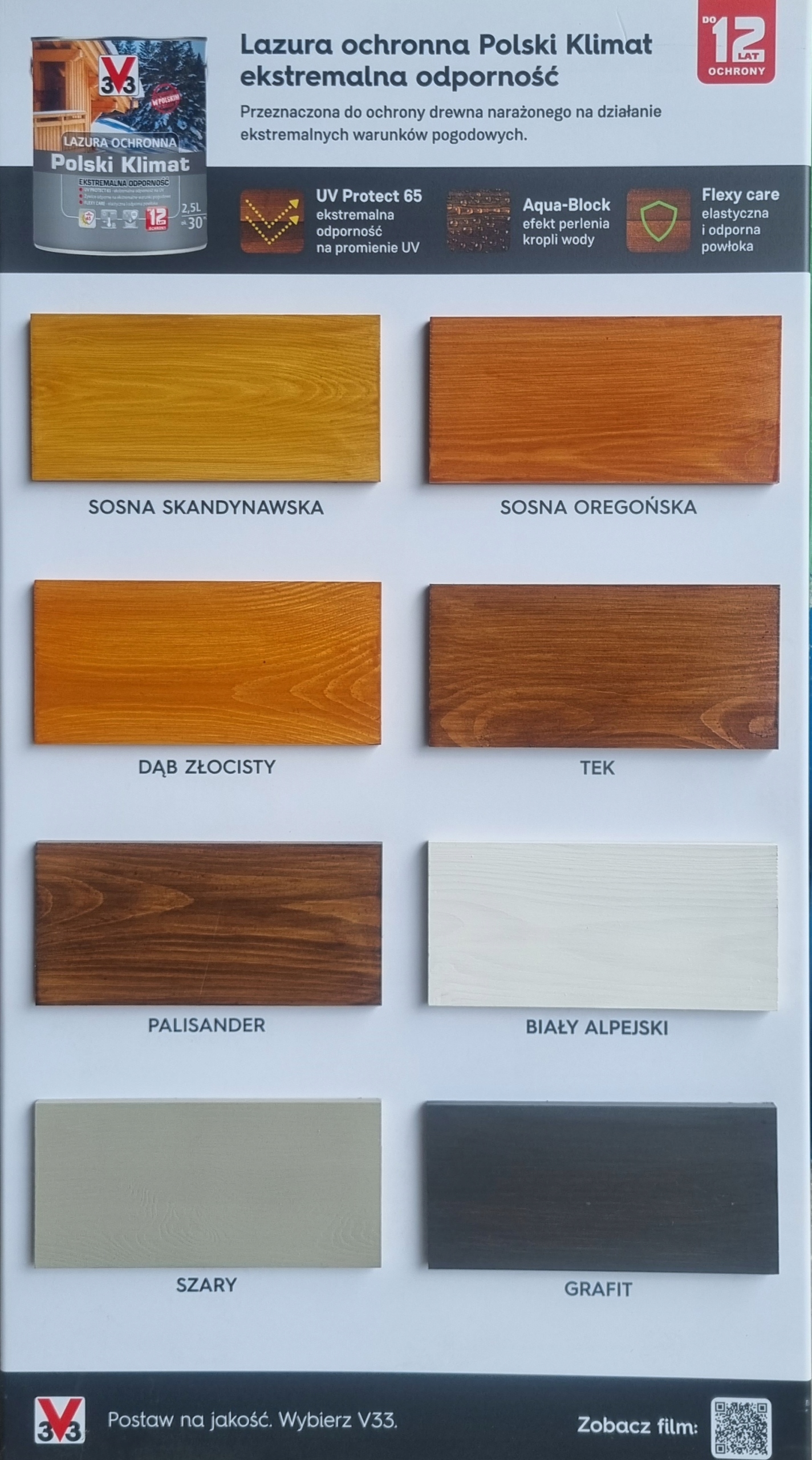 Lazura V33 Polski Klimat 12 LAT Biała 750ml Marka V33