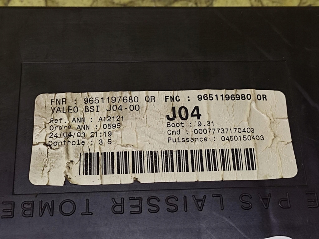 PEUGEOT 307 2.0 HDI module compartment BSI 9651196980