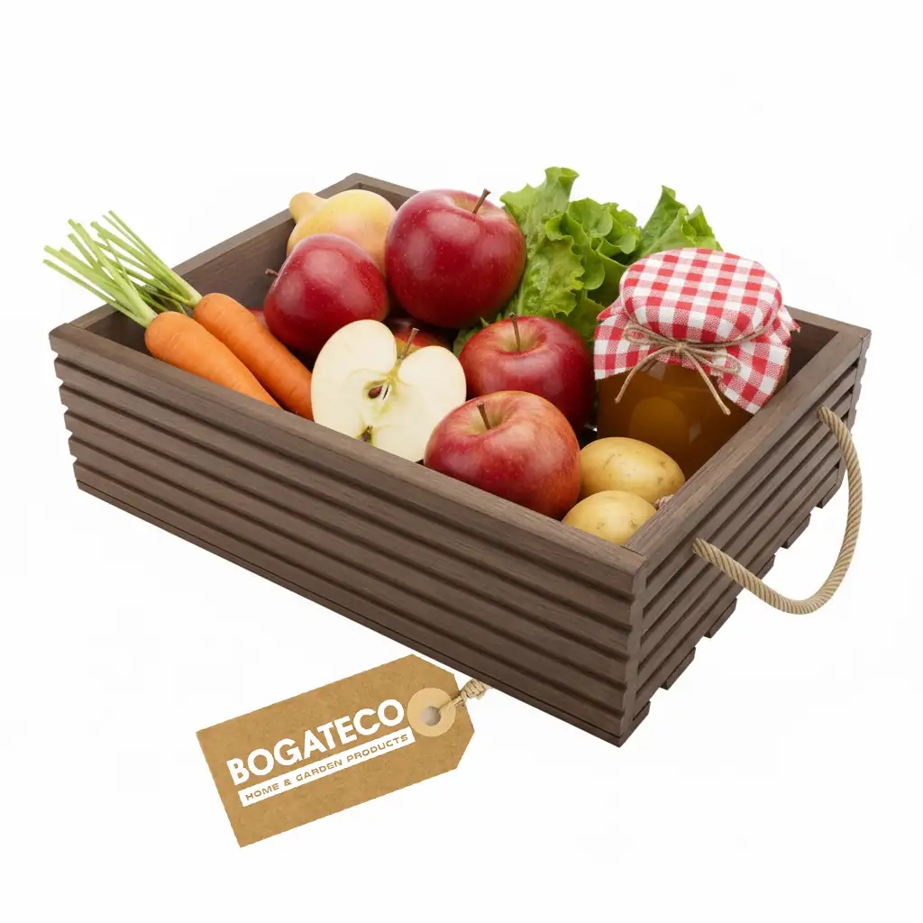 Dřevěná Krabička S Úchytem Pro Skladování 50x35x14,5 cm Tmavě Hnědá