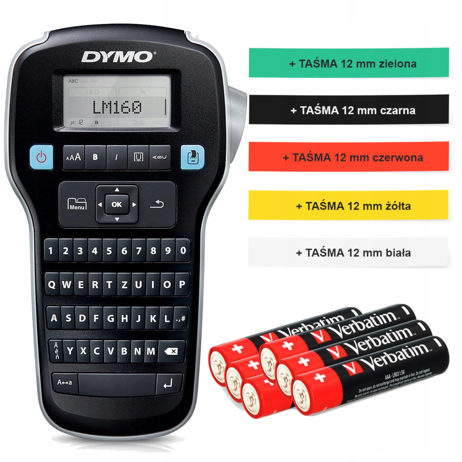 Tlačiareň štítkov Dymo LabelManager LM160 farebné pásky D1 batérie sada