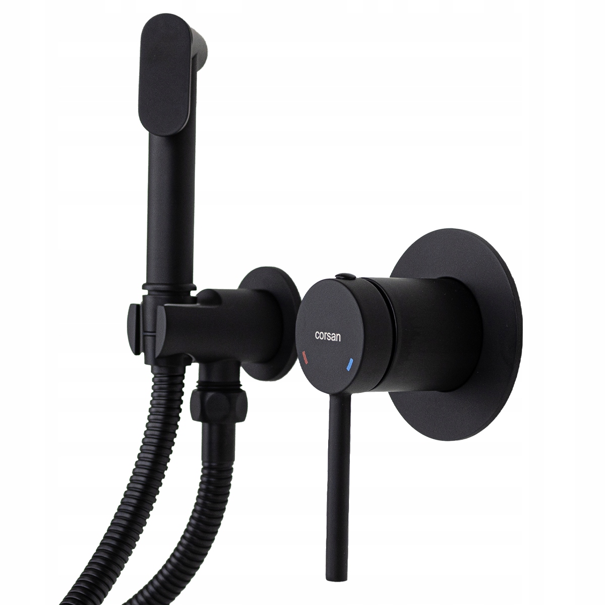 Podomietková bidetová batéria Corsan Lugo CMB7570BL čierna s hadicou
