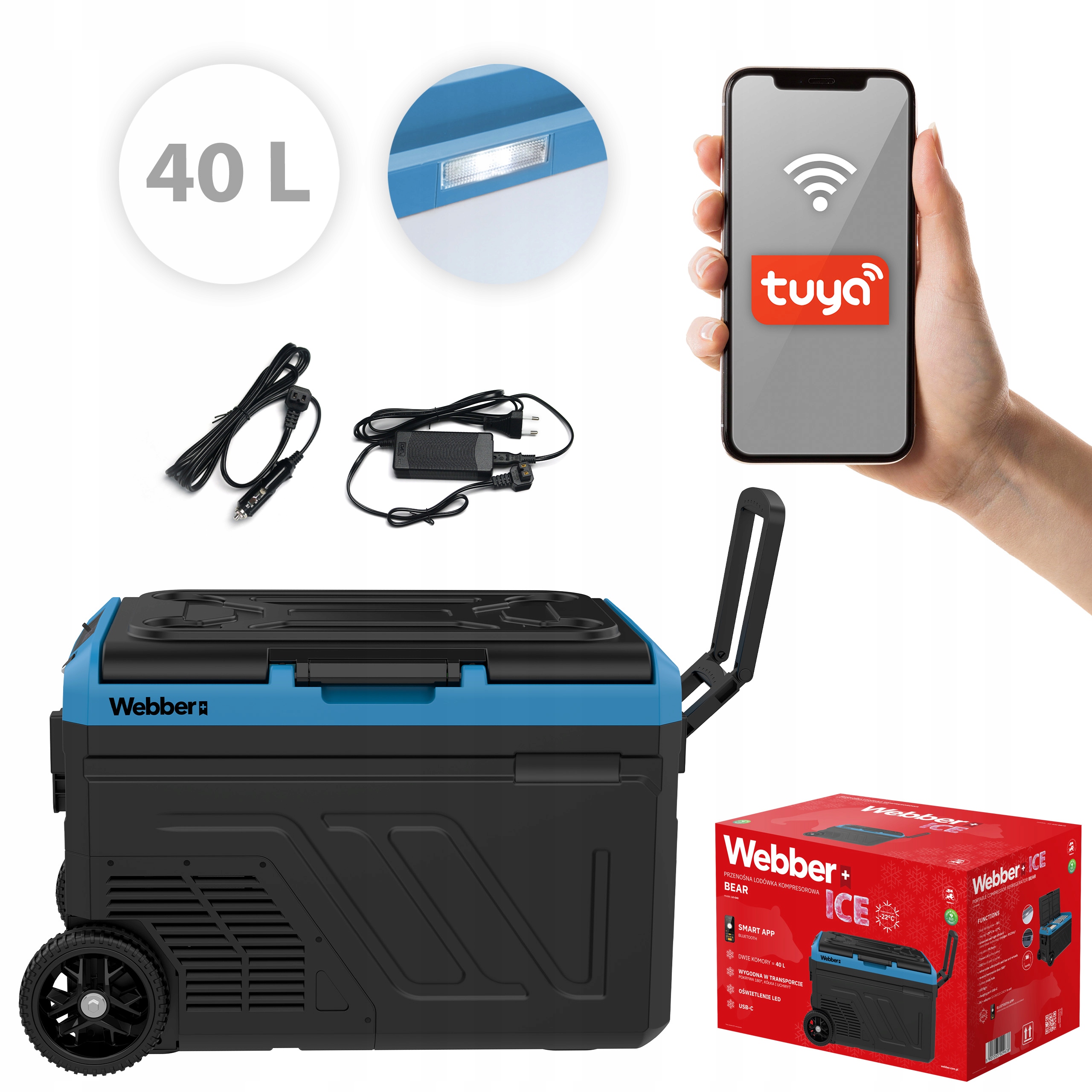 Lodówka Kompresorowa Zamrażarka Turystyczna Samochodowa 12V/230V 40L Smart