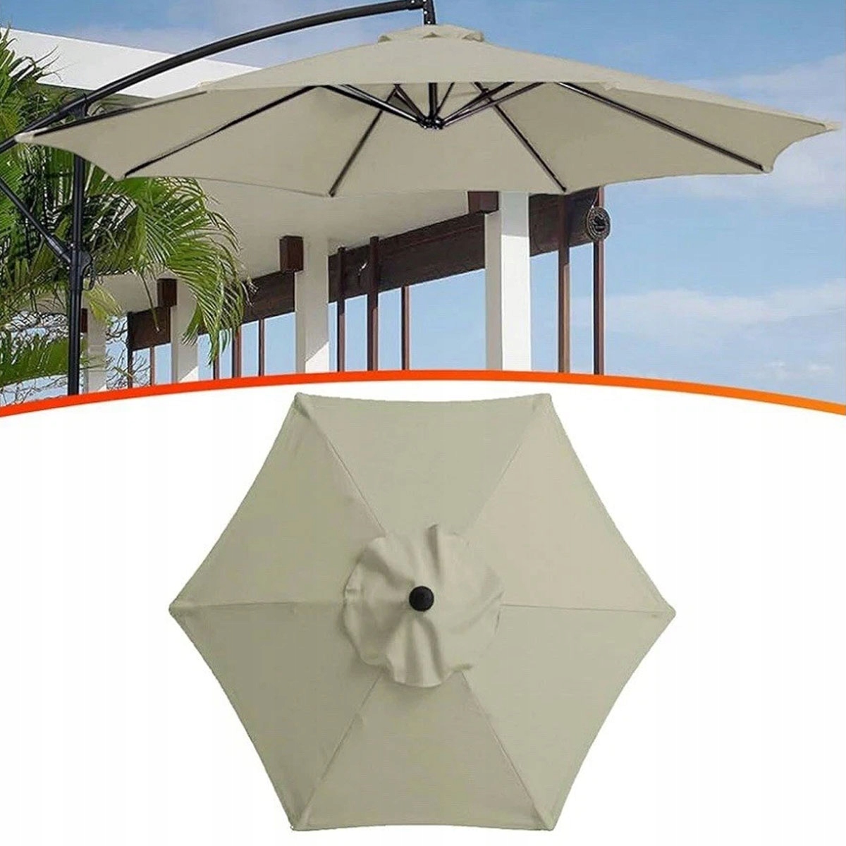 Poszycie wymienne materiał parasola ogrodowego 6 ramion 300cm Beżowy