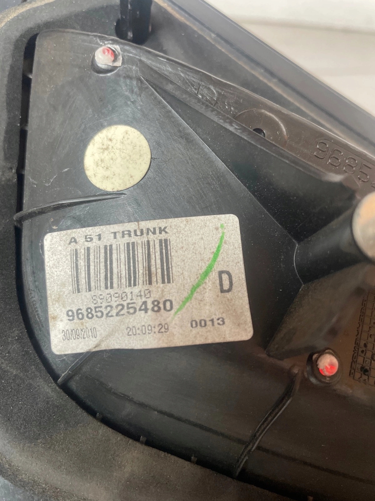 light rear part rear right to the bonnet Citroen C3 II