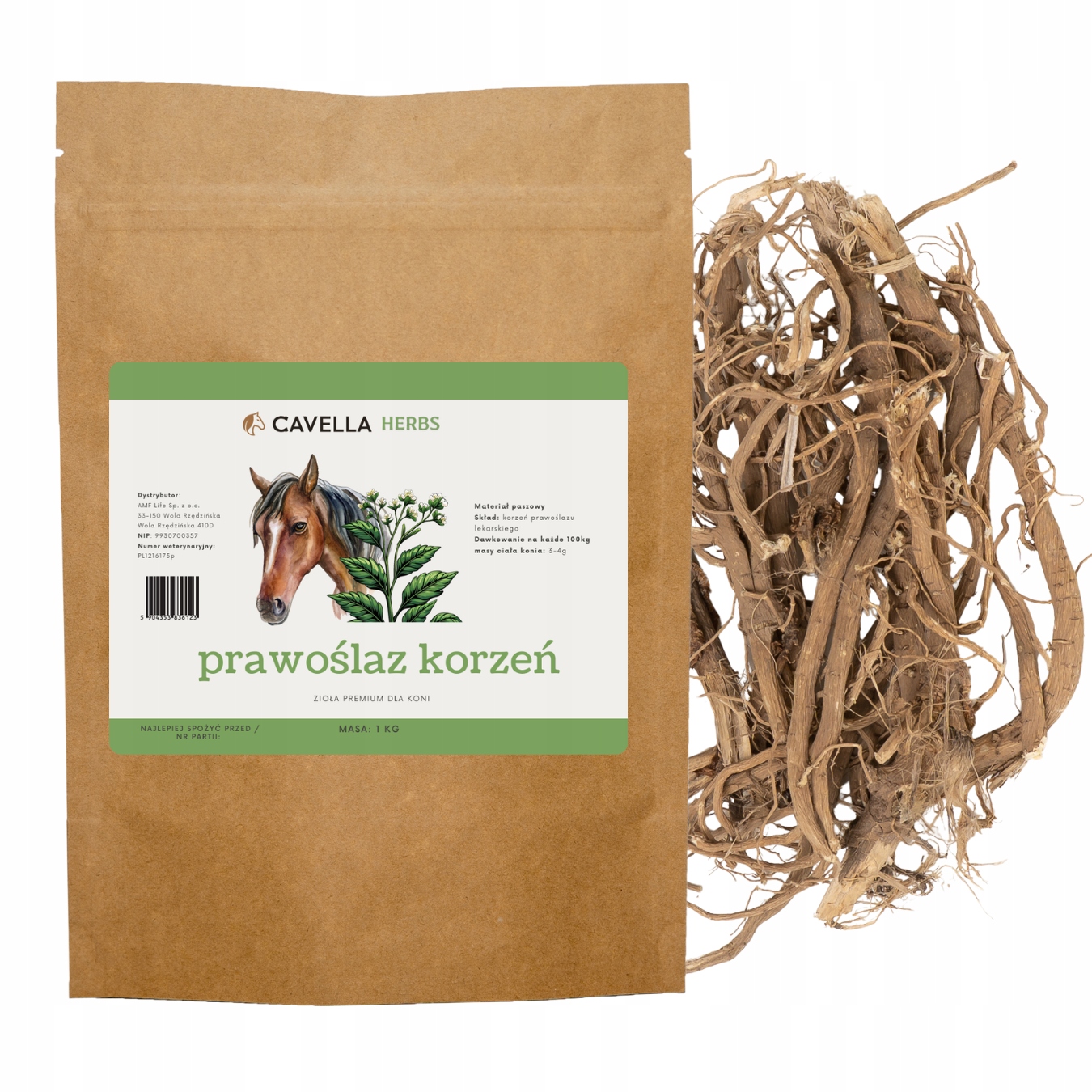Korzeń prawoślazu dla koni na wrzody i oddech susz 100% Cavella