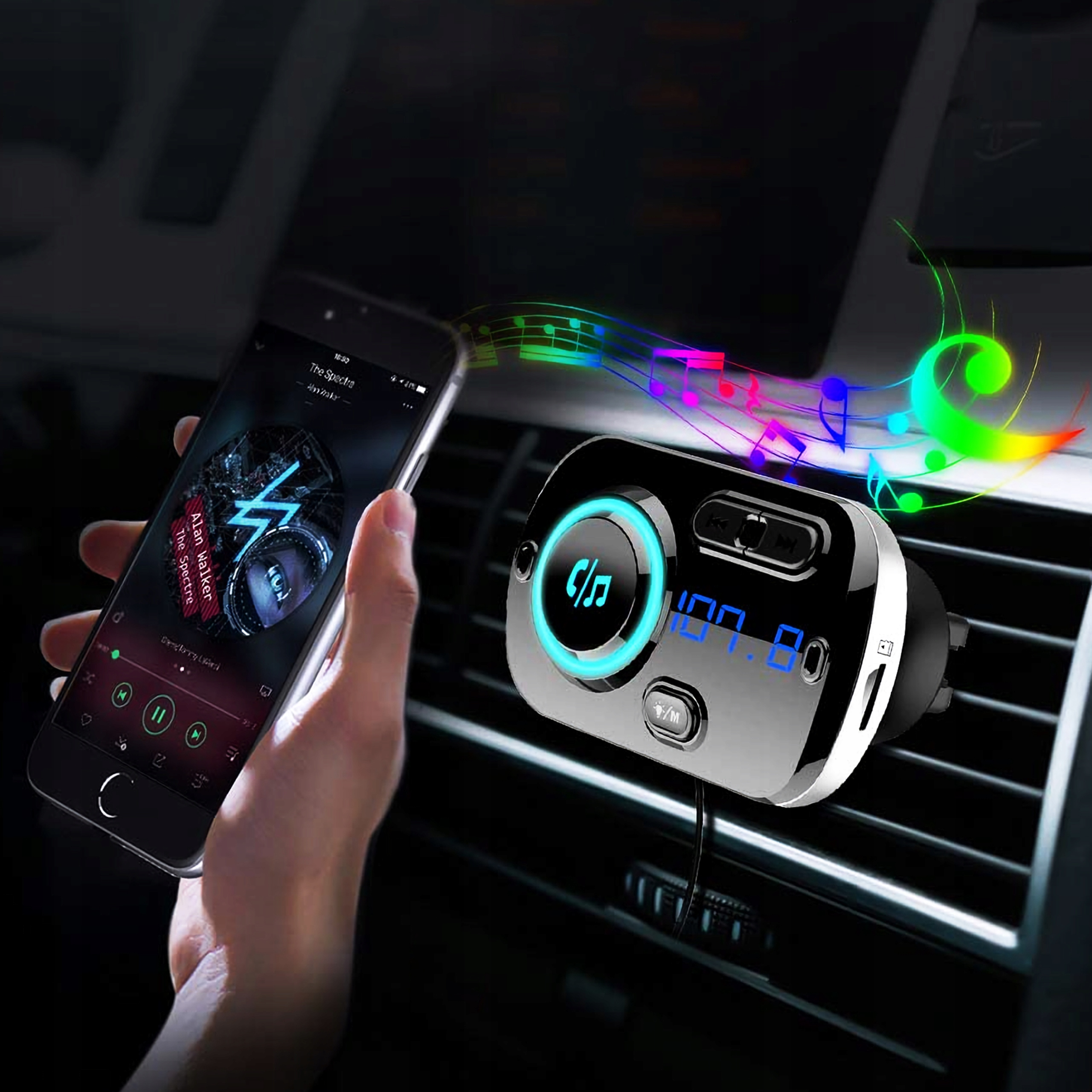 TRANSMITER BLUETOOTH 5 EDR ŁADOWARKA MP3 QC 2XUSB Model E663