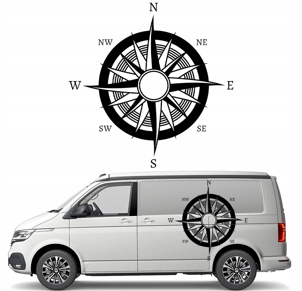 Nálepka Grafika na karavan a karavan Kompas Růže Větrů 91x90