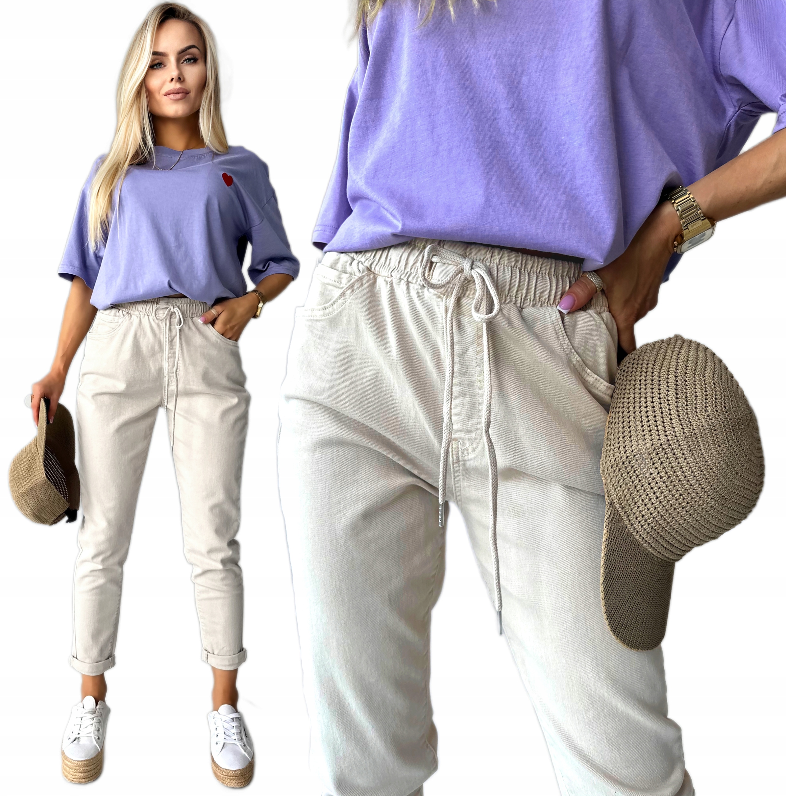 Modne Spodnie Jeansy damskie Mom Fit duże rozmiary 46 Sarabi