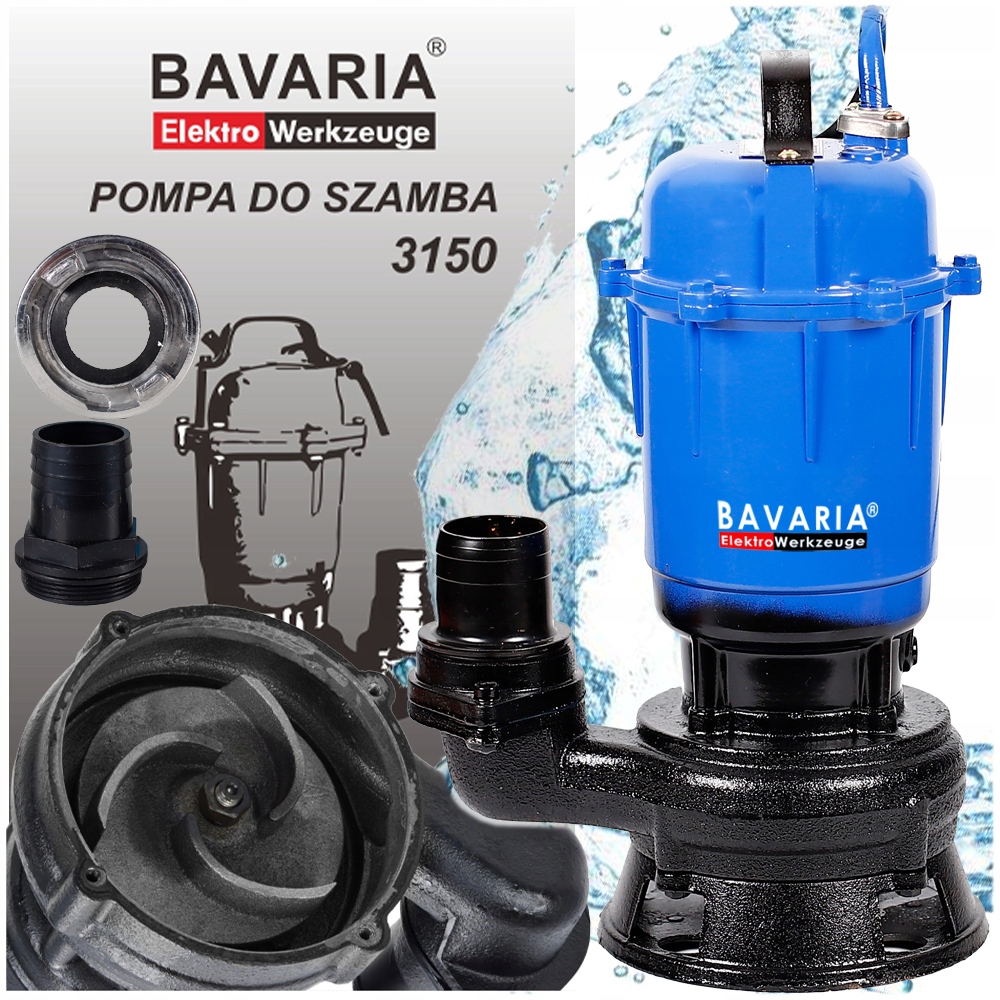 Pompa Do Wody Czystej Brudnej Szamba Z Rozdrabniaczem Szlamowa 3200W Zestaw