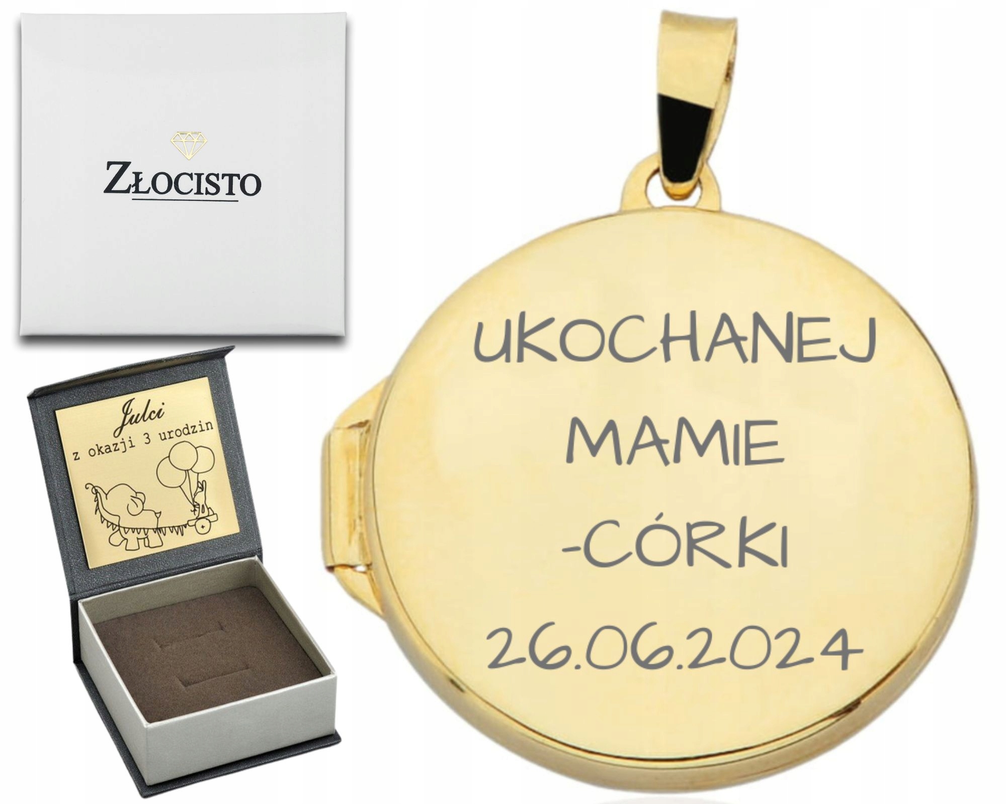 Zlatý Přívěsek Krabička Hladké Kolo Velké Gravírování