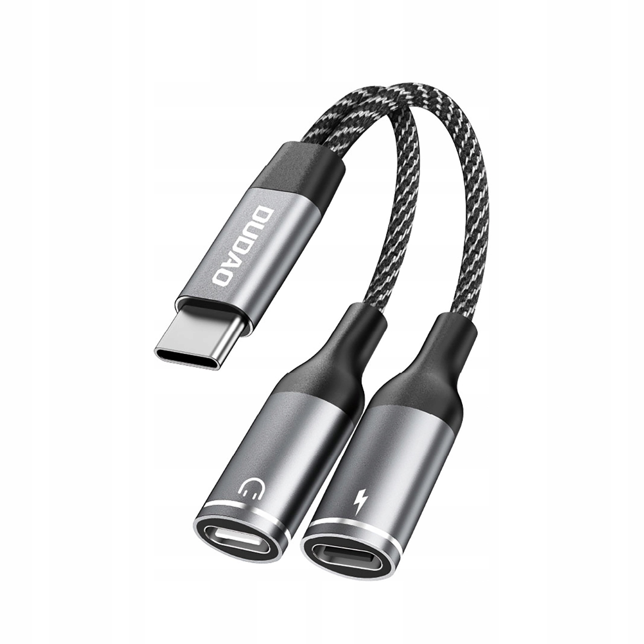 2w1 Adapter przejściówka rozdzielacz Usb-c na zasilanie i słuchawki szary
