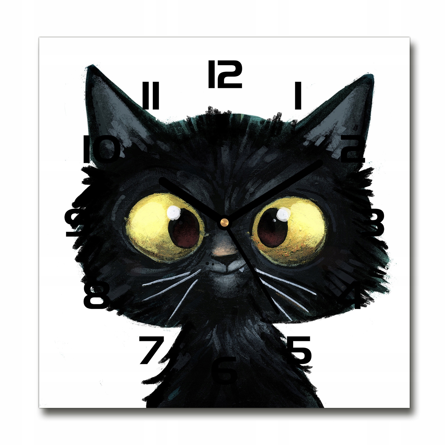

Zegar szklany kwadratowy Ilustracja kota 30x30 cm
