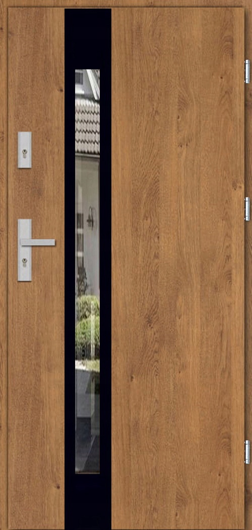 POLSKIE DRZWI ZEWNĘTRZNE STALOWE LUKAR INOX 4 BLACK 85MM 90CM UD 1,3