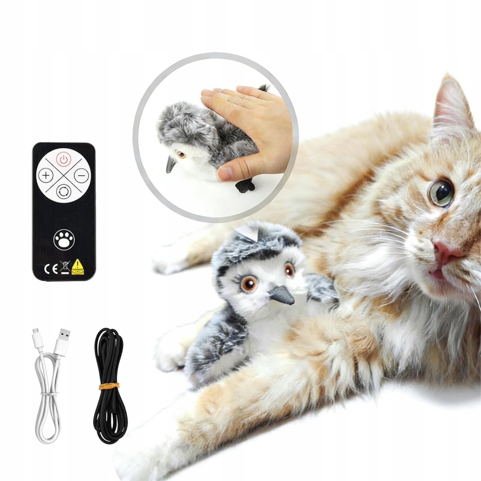 Levně Dobíjecí Hračka Pro Kočky Ve Formě Ptáka S Funkcí Samostatné Hry