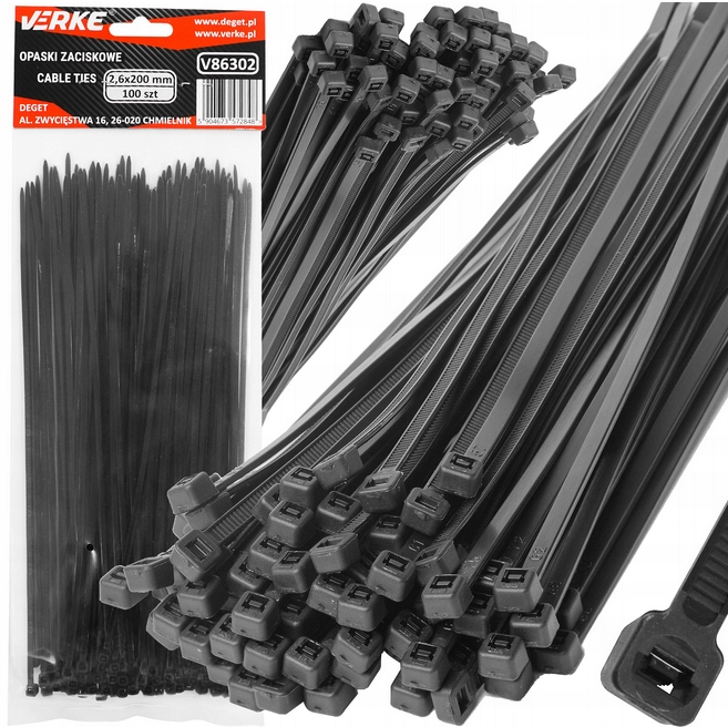 Opaski Zaciskowe Kablowe Trytki Trytytki 2,6x200mm