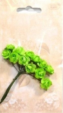 RÓŻYCZKI PAPIEROWE 12SZT JASNOZIELONE