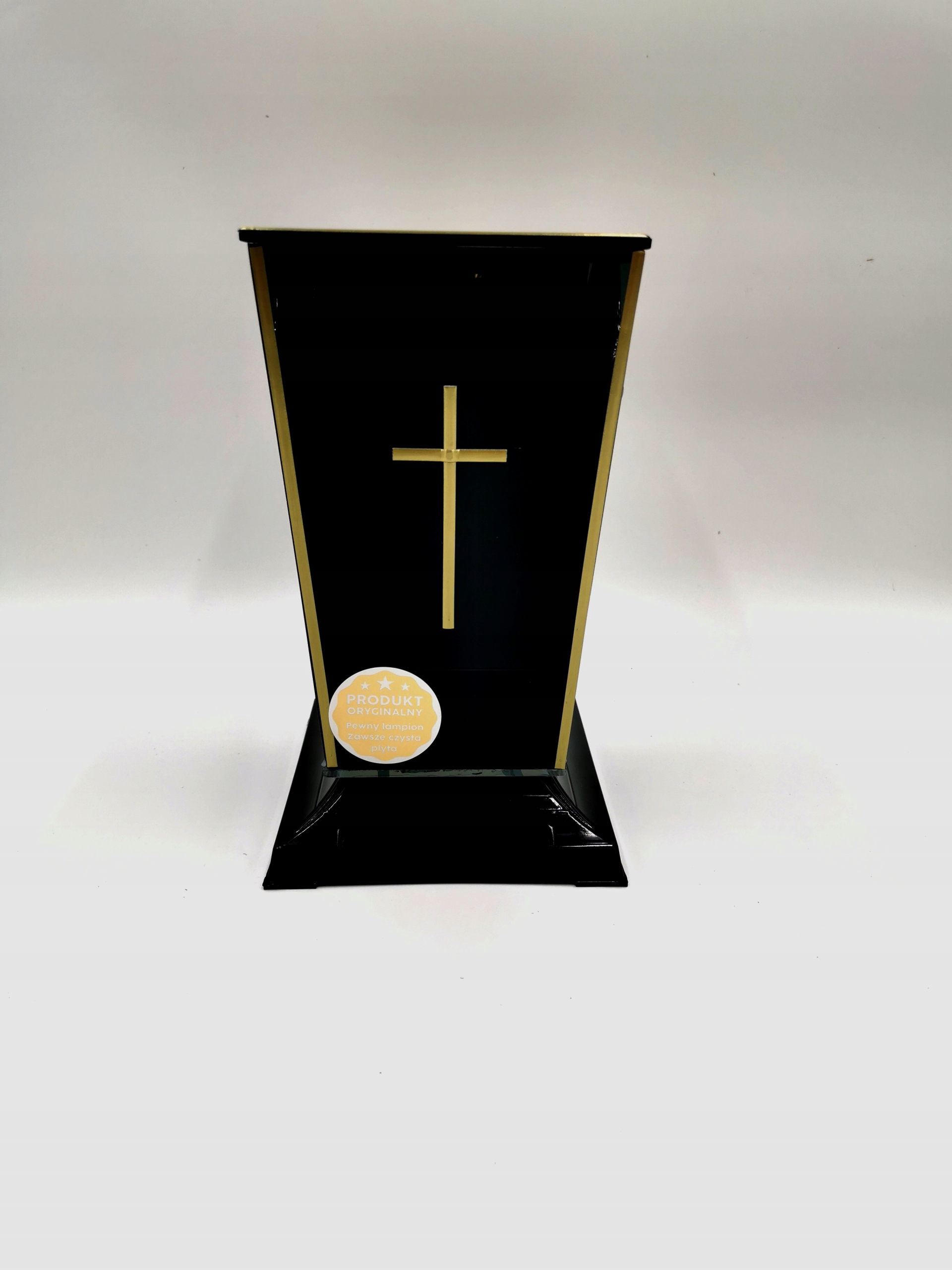 ZNICZ CIĘŻKA KAPLICZKA CZARNA LUSTRZANA ZŁOTA GLAS Marka Luks