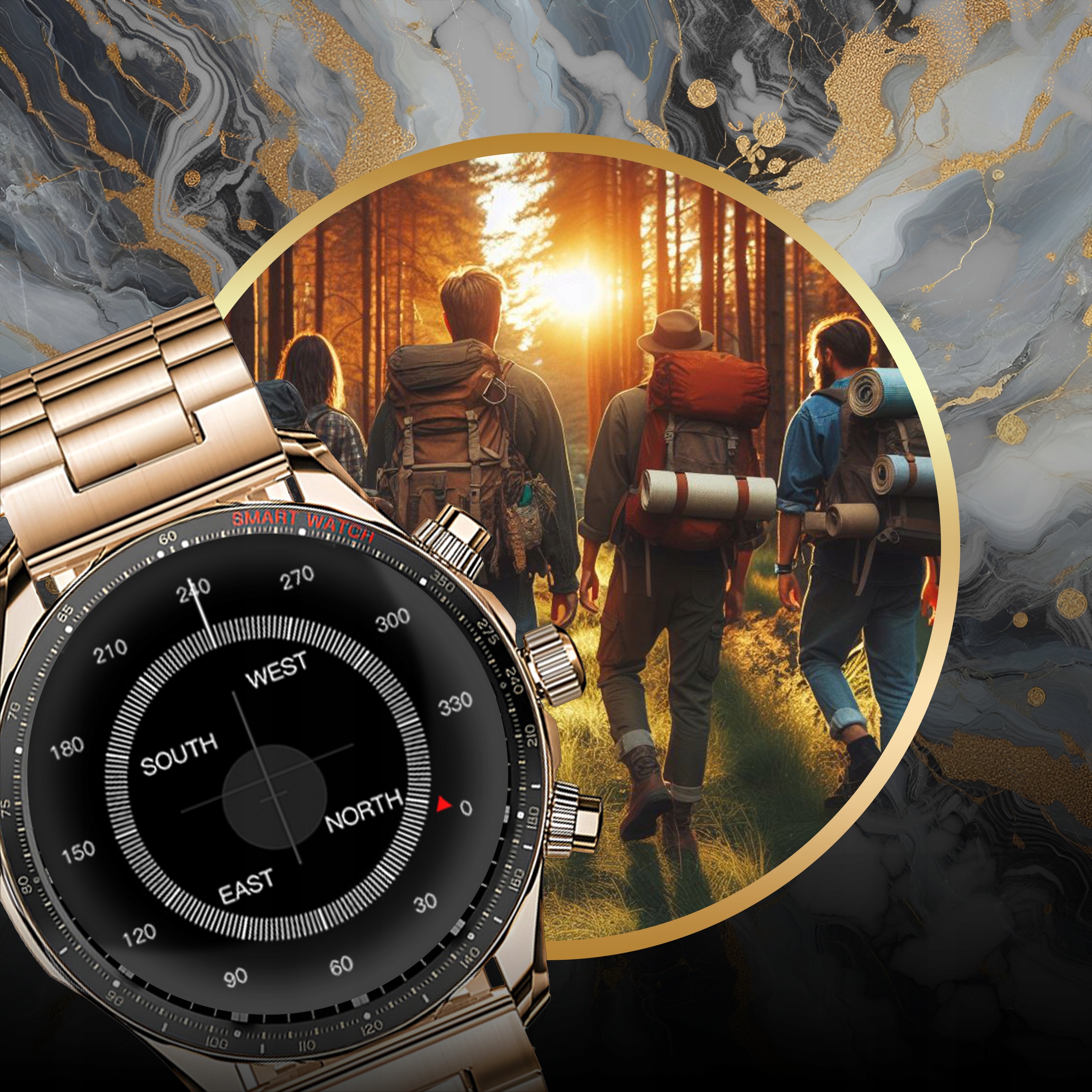 SMARTWATCH ZEGAREK MENU MĘSKI GOLD ROZMOWY POLSKIE SPORT AMOLED SMART WATCH Rodzaj smartwatch