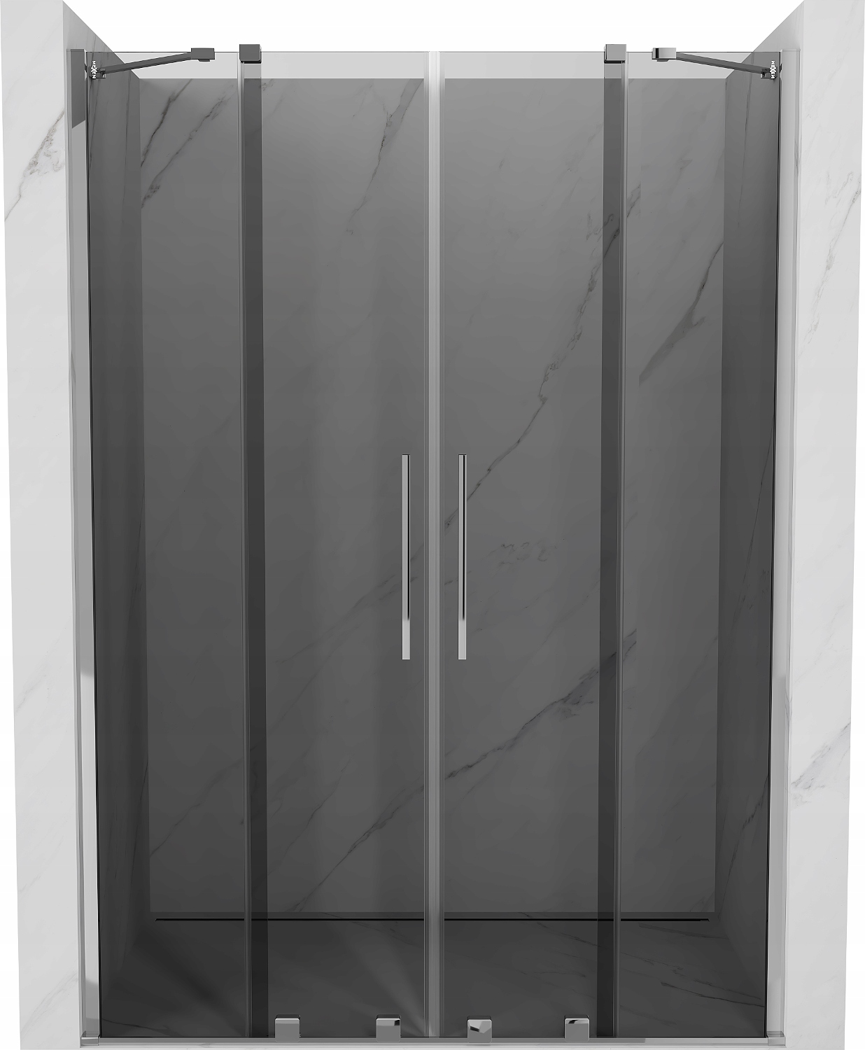 Dvojité posuvné sprchové dveře Mexen Velar 160 cm, grafit/chrom