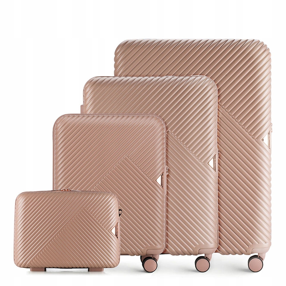 Zestaw walizek Wittchen 56-3P-84K-77 kosmetyczka Policarbon Rózowy 4 Części