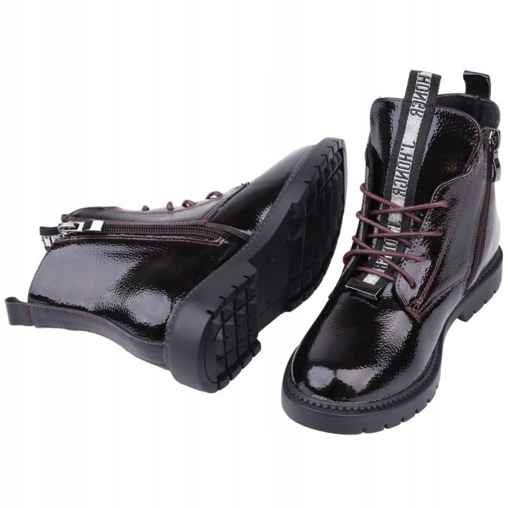 Botki dziewczęce na zamek ocieplone płaskie bordo Płeć dziewczynki