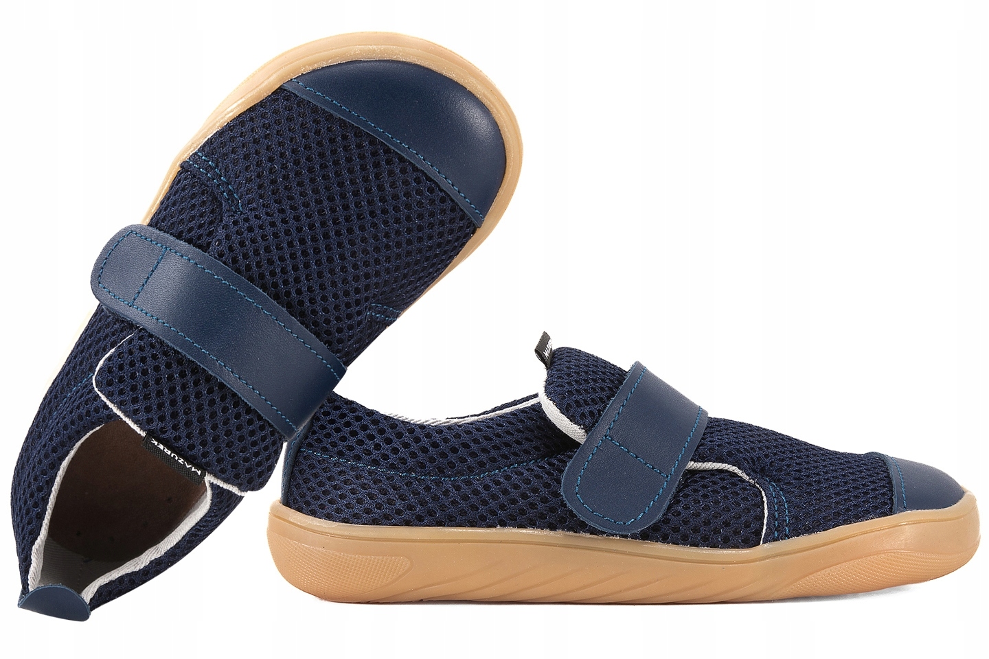 Mazurek Slipper Navy MIX Barefoot Skórzano-tekstylne Półbuty Kapcie navy 23
