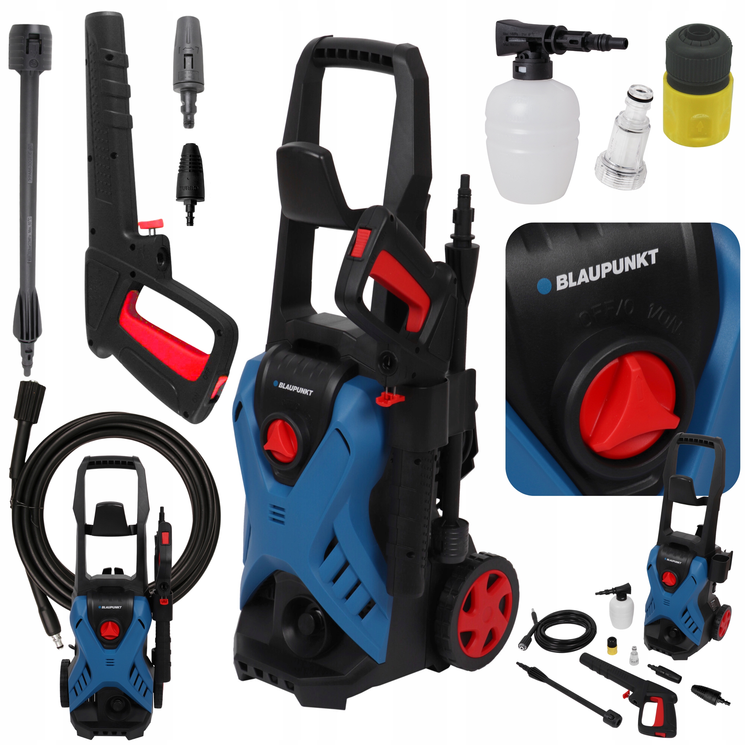 Myjka Ciśnieniowa 135 Bar Pompa Aluminiowa Mocna 1600W Pianownica