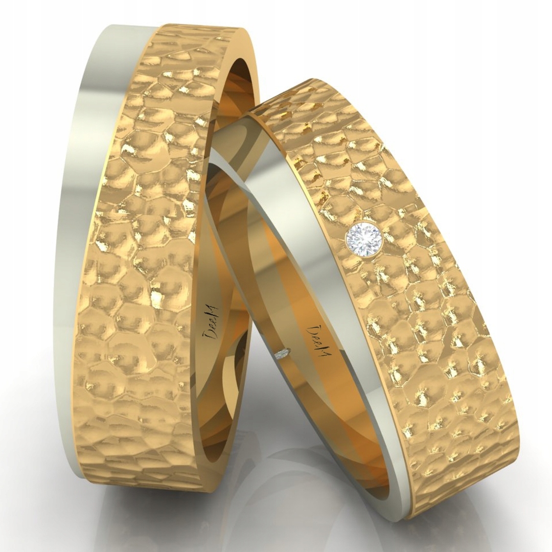 Dvoubarevné Obručky Bílé A Žluté Zlato 585 Gravírování